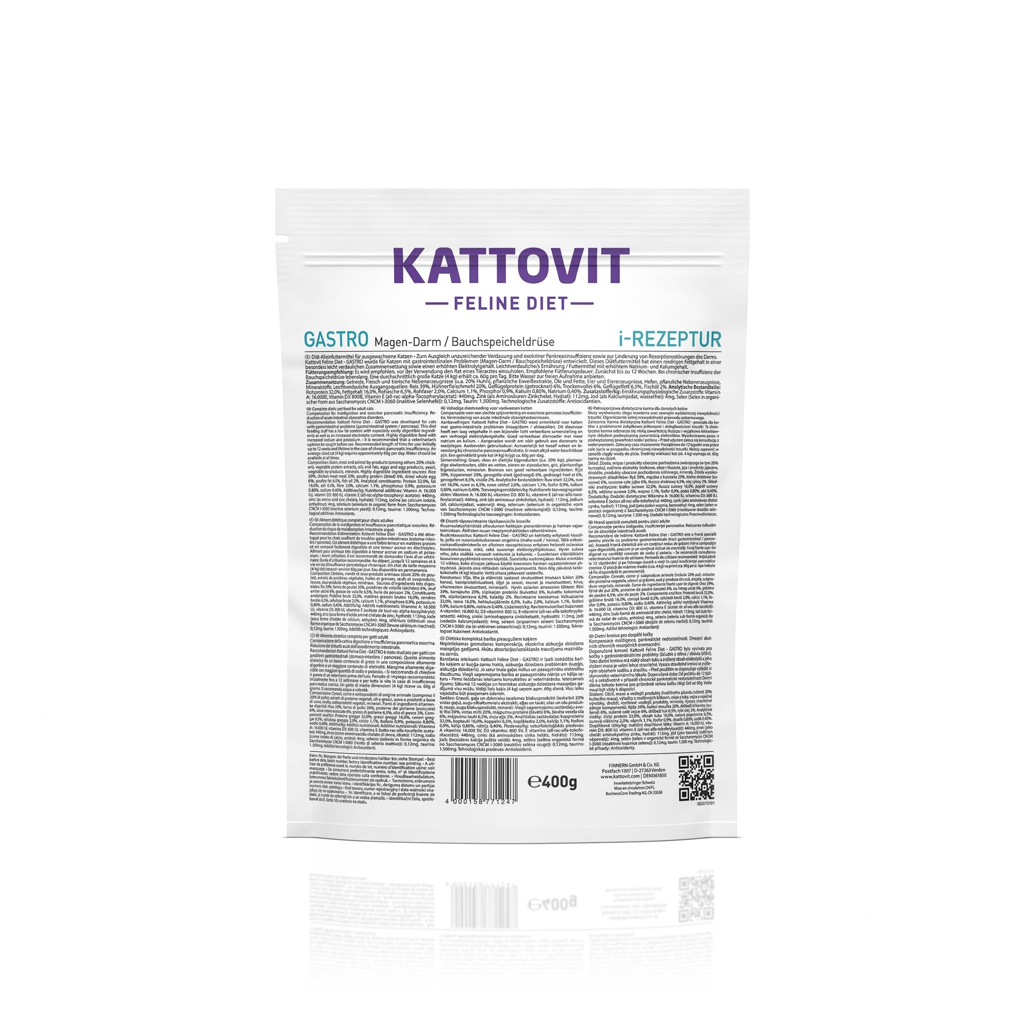 Rückseite einer Trockenfutter-Verpackung von KATTOVIT Gastro.