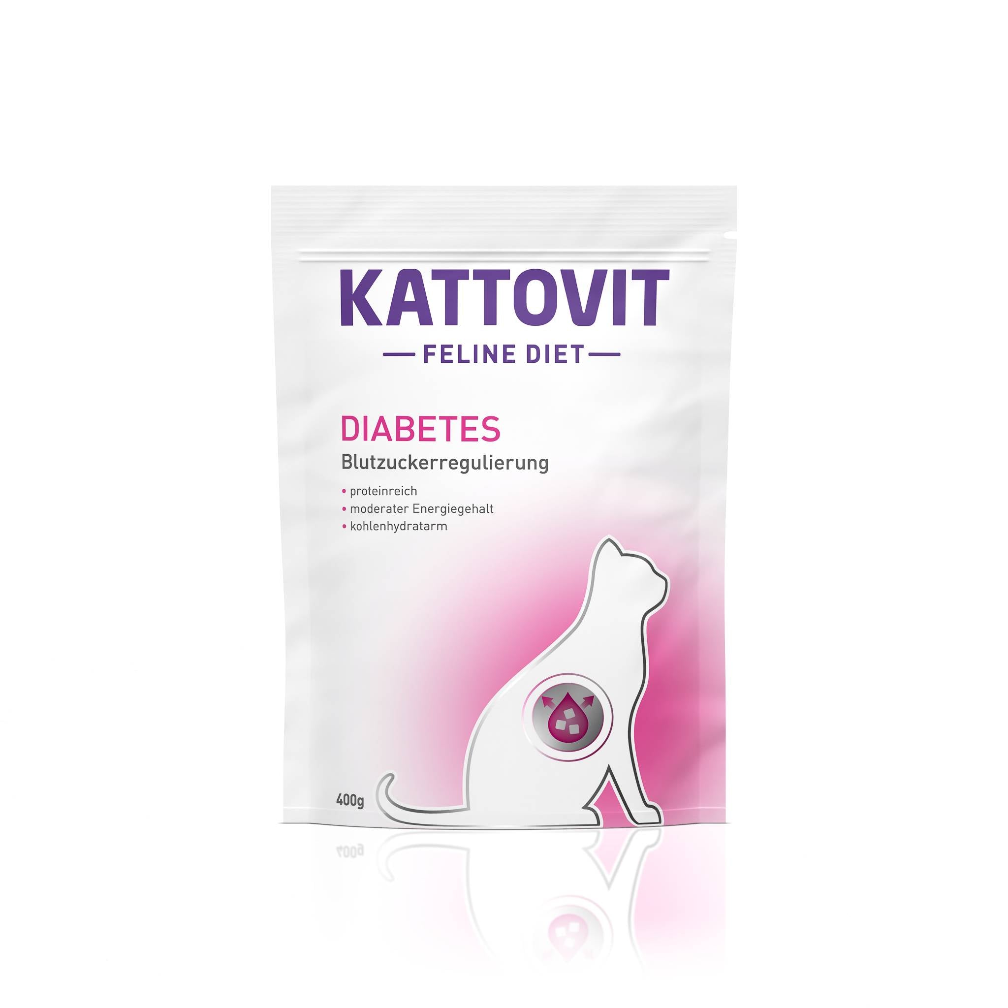 KATTOVIT Feline Diet Diabetes Trockenfutter, 400 g für Katzen mit Diabetes.