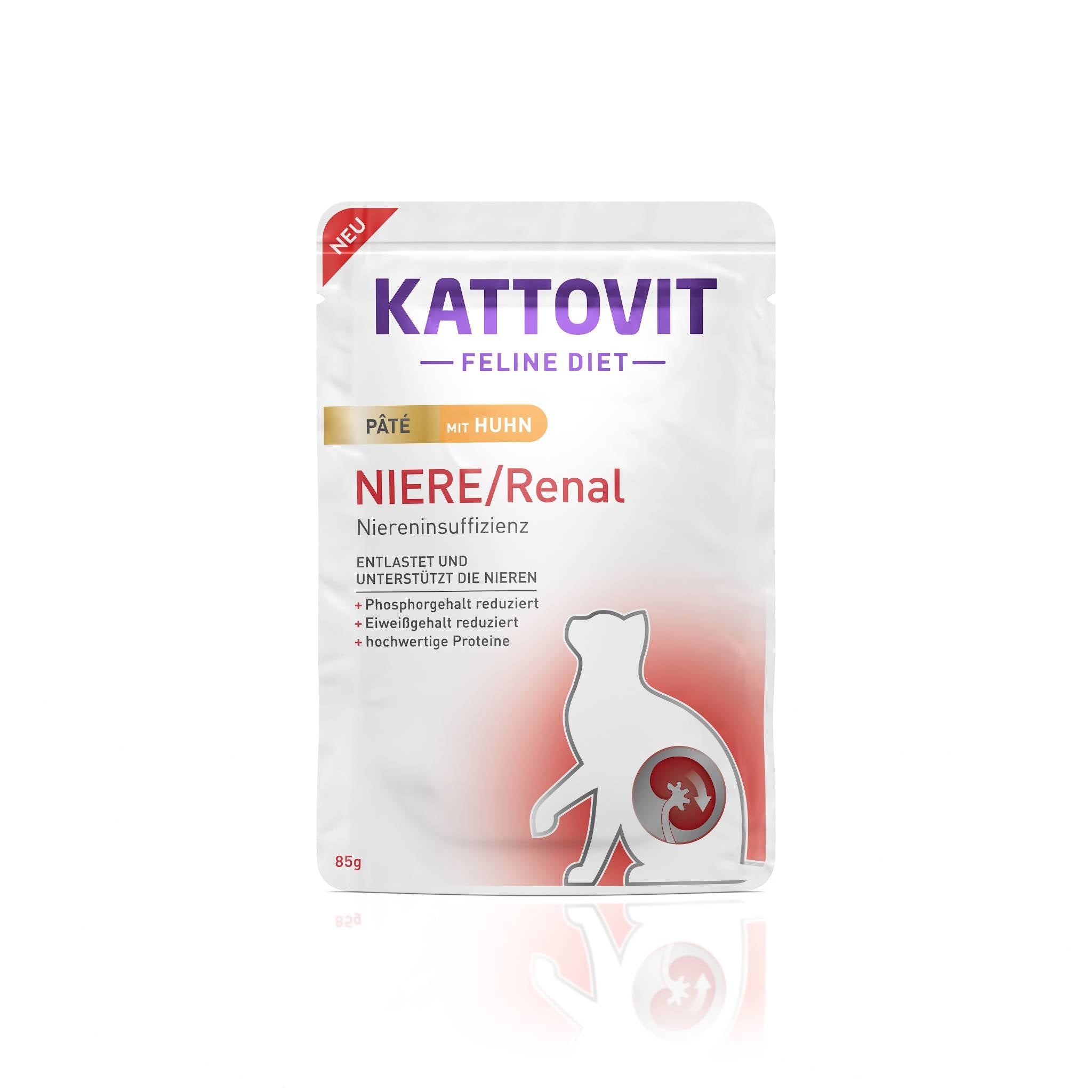 Nassfutterbeutel KATTOVIT Feline Diet Niere/Renal Pâté mit Huhn.