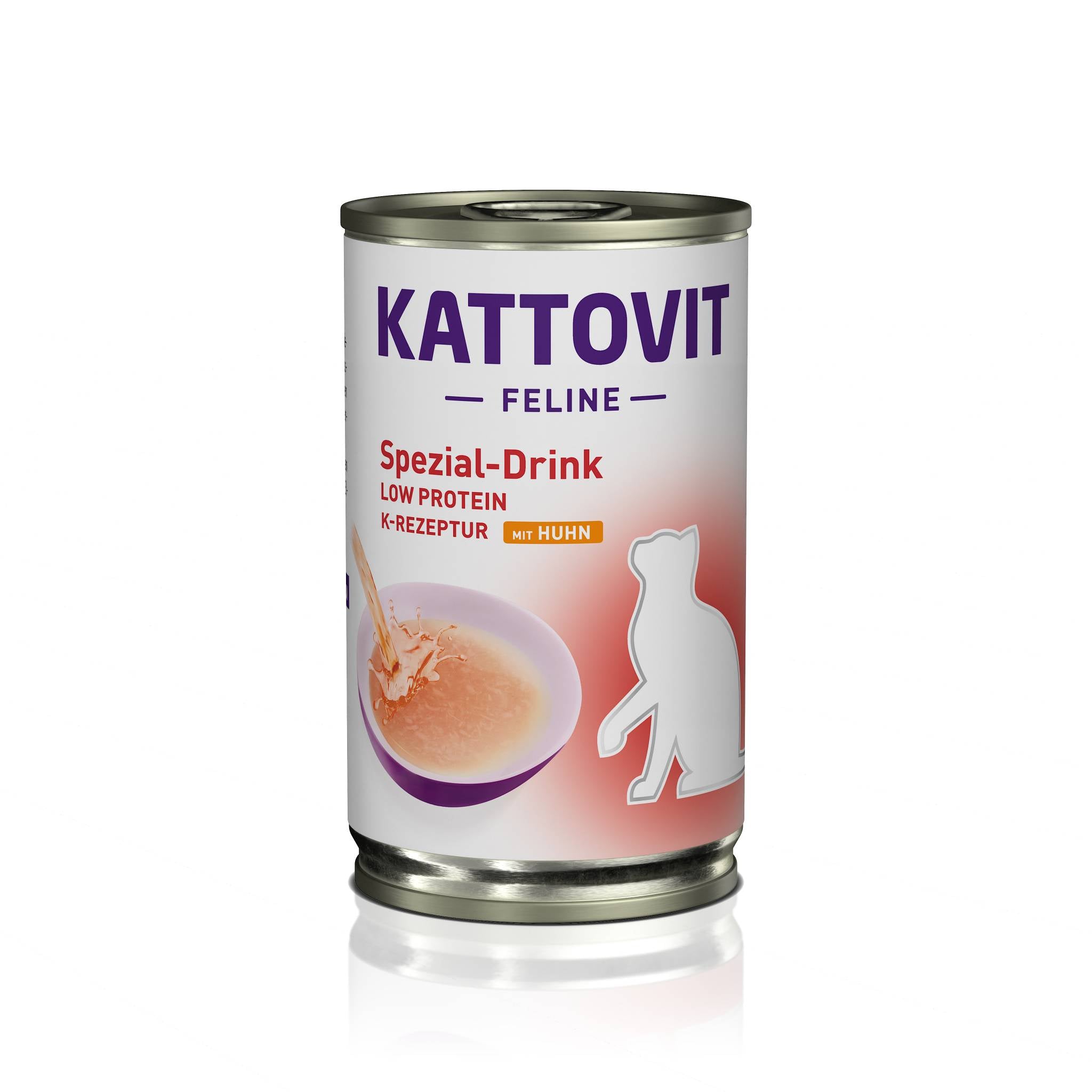 Eine weiße Dose mit dem Etikett "KATTOVIT Feline Diet Niere/Renal-Drink".