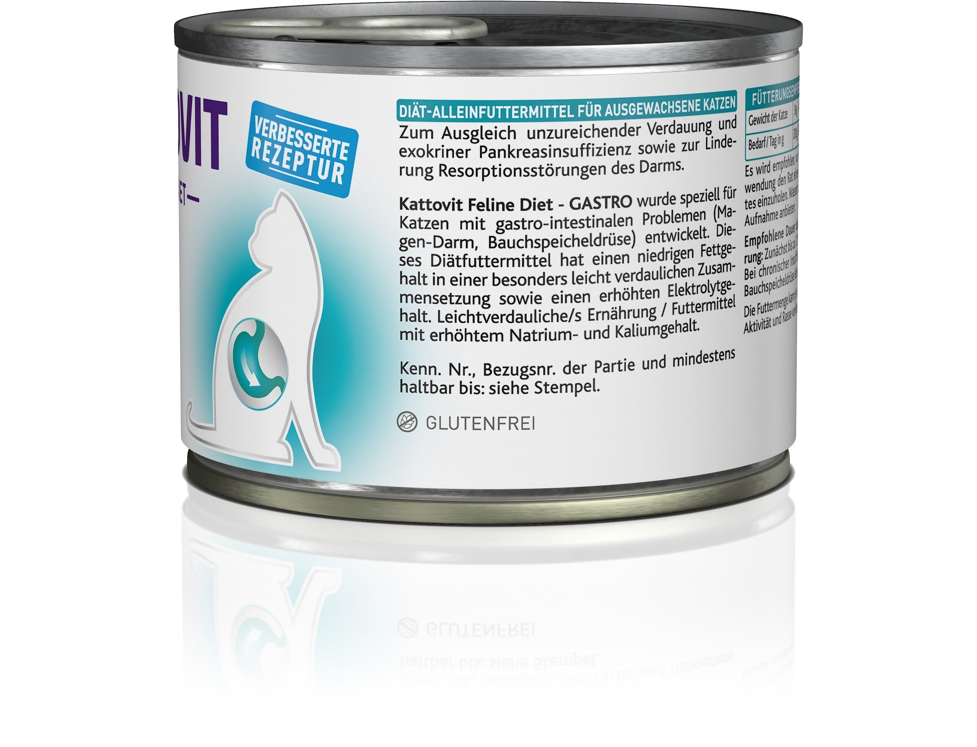 Rückseite einer KATTOVIT-Dose Gastro mit detaillierten Produktinformationen.